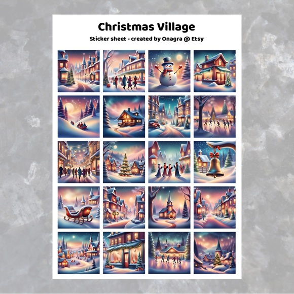 3 /💲20 Stickers! Christmas village scenes stickers - Picture 2 of 3